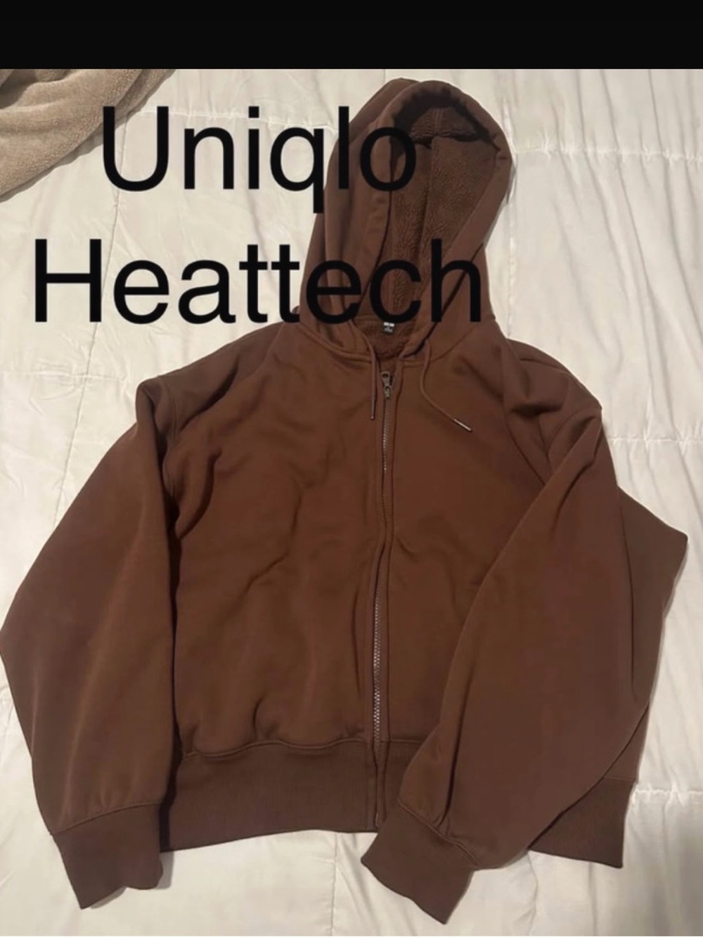 Uniqlo Brown Heattech Zipper zip up hoodie jacket size medium/large